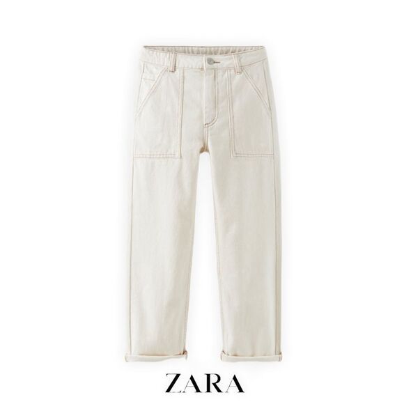 ZARA Kids | Ecru | TWILL PANTS LIMITED EDITION - Picture 1 of 5